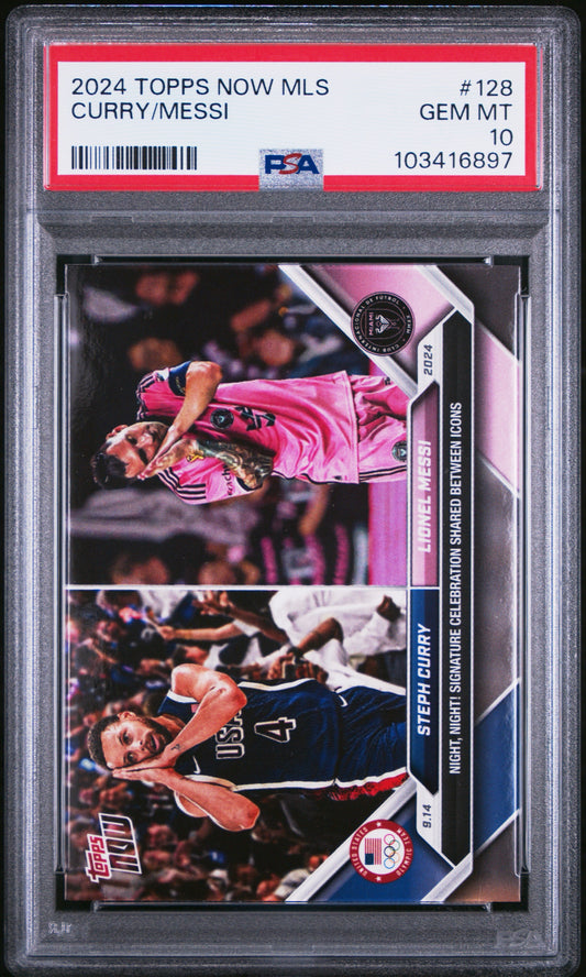 2024 TOPPS NOW MLS #128 CURRY/MESSI NIGHT NIGHT PSA 10 GEM MINT (Serial 897) - 1