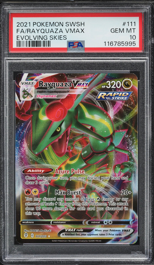 2021 Pokemon Sword & Shield Evolving Skies #111 Fa/Rayquaza Vmax Evolving Skies PSA 10 Gem Mint