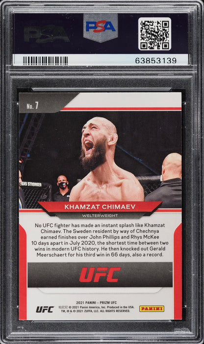 2021 Panini Prizm Ufc #7 Khamzat Chimaev Rookie PSA 10 Gem Mint