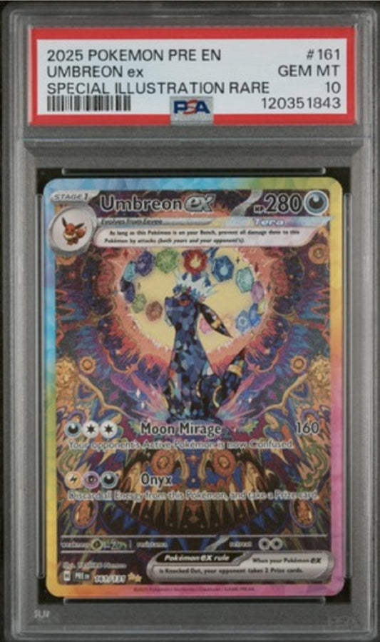 2025 Pokemon Pre En-Prismatic Evolutions #161 Umbreon Ex Special Illustration Rare PSA 10 Gem Mint