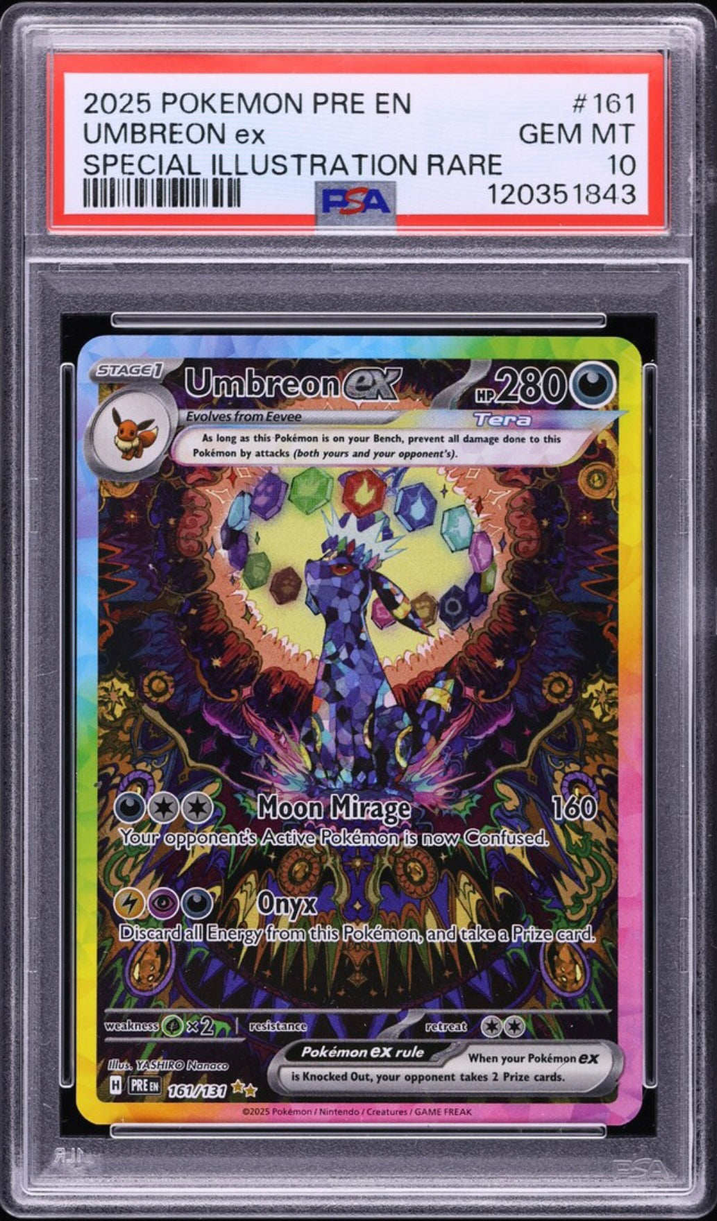 2025 POKEMON PRE EN-PRISMATIC EVOLUTIONS #161 UMBREON EX SPECIAL ILLUSTRATION RARE PSA 10 GEM MINT - 1