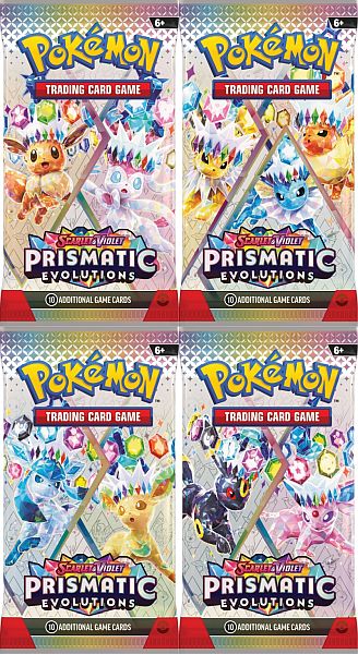 2025 POKEMON TCG PRISMATIC EVOLUTIONS 4 PACKS ART SET BOOSTER (NEW SEALED)