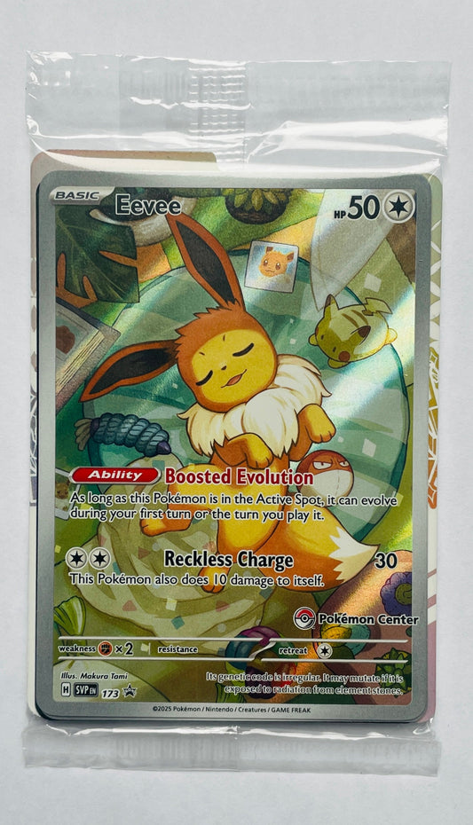 2025 POKEMON TCG SVP EN-SV BLACK STAR PROMO #173 EEVEE PRISMATIC EVOLUTIONS ETB *POKEMON CENTER STAMP (NEW SEALED)