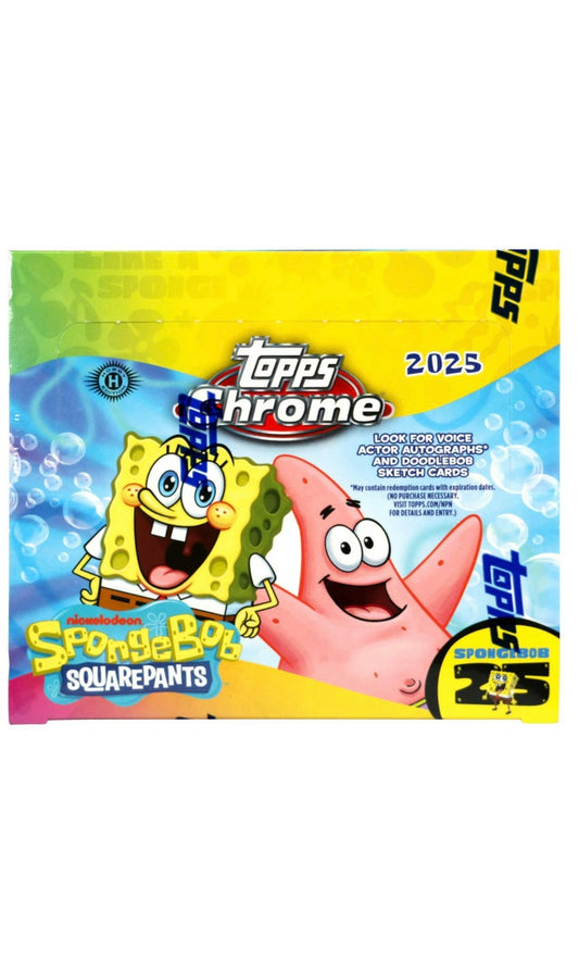 2025 Topps Chrome 25th Anniversary Spongebob Squarepants Hobby Box 12 Packs (New Sealed)