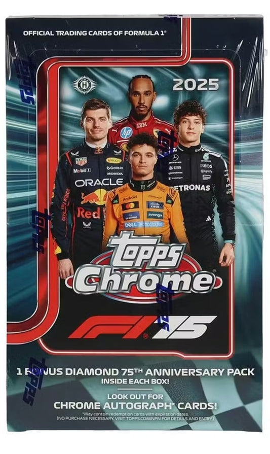 2025 Topps Chrome F1 Formula 1 Hobby Box 75th Anniversary (New Sealed)