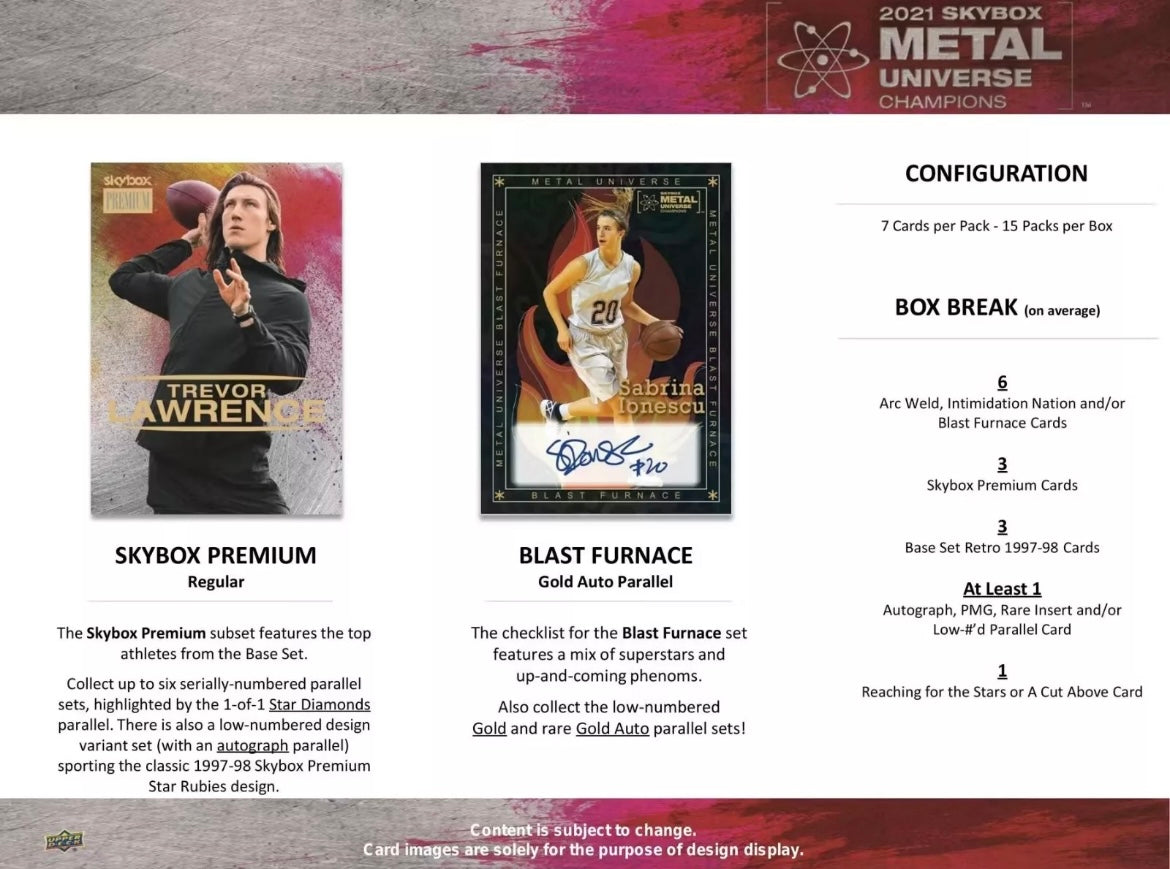 2021 Upper Deck Basketball Skybox Metal Universe Champions Hobby Box (New Sealed)