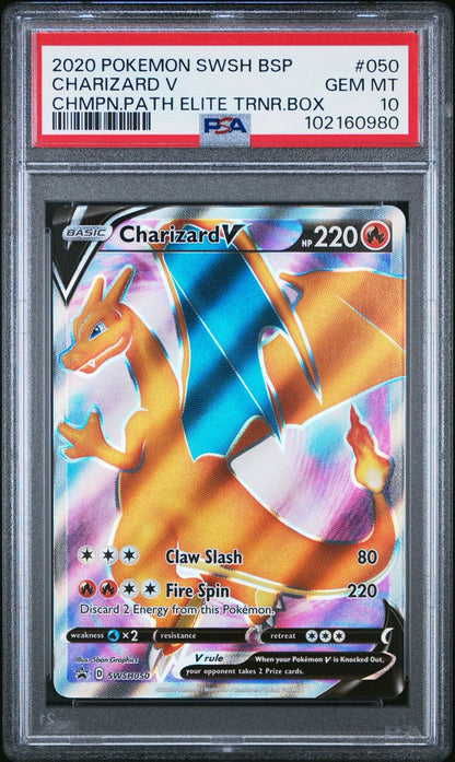 2020 Pokemon TCG Swsh Black Star Promo Champion Path Elite Trnr.Box Charizard V #050 PSA 10 Gem Mint (Serial 980)