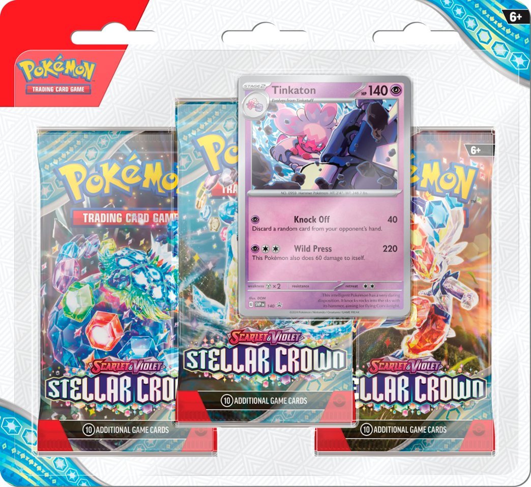 Pokemon TCG Scarlet & Violet Stellar Crown 3X Packs Blister + 1 Promo Card (New Sealed)