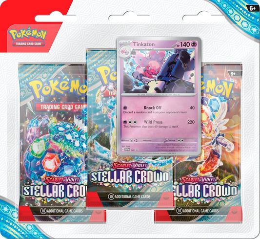 Pokemon TCG Scarlet & Violet Stellar Crown 3X Packs Blister + 1 Promo Card (New Sealed)
