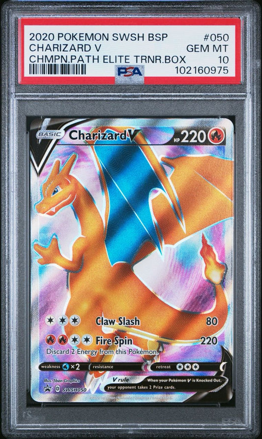 2020 Pokemon TCG Swsh Black Star Promo Champion Path Elite Trnr.Box Charizard V #050 PSA 10 Gem Mint (Serial 975)