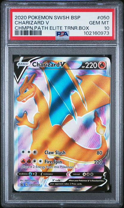 2020 Pokemon TCG Swsh Black Star Promo Champion Path Elite Trnr.Box Charizard V #050 PSA 10 Gem Mint (Serial 973)