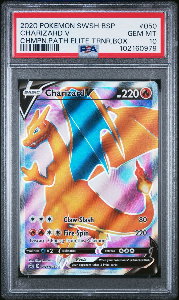 2020 Pokemon TCG Swsh Black Star Promo Champion Path Elite Trnr.Box Charizard V #050 PSA 10 Gem Mint (Serial 979)