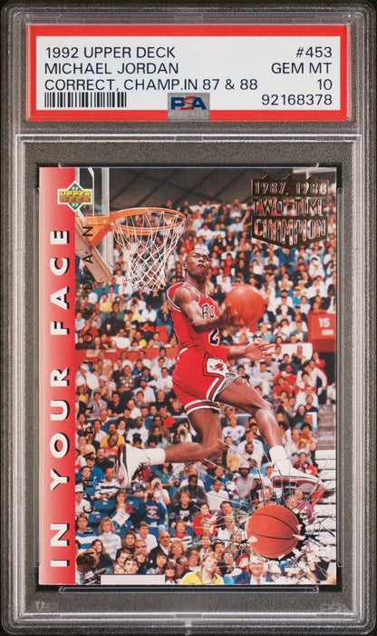 1992 Upper Deck Champ In 87 & 88 Michael Jordan #453 PSA 10 Gem Mint