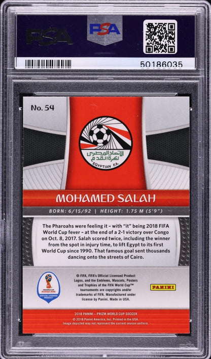 2018 Panini Prizm World Cup Mohamed Salah #54 PSA 10 Gem Mint(Serial 035)