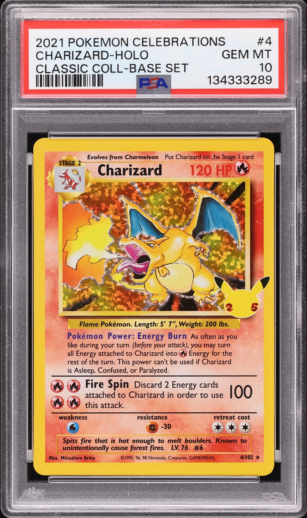 2021 Pokemon TCG Celebrations Classic Collection #4 Charizard-Holo PSA 10 Gem Mint