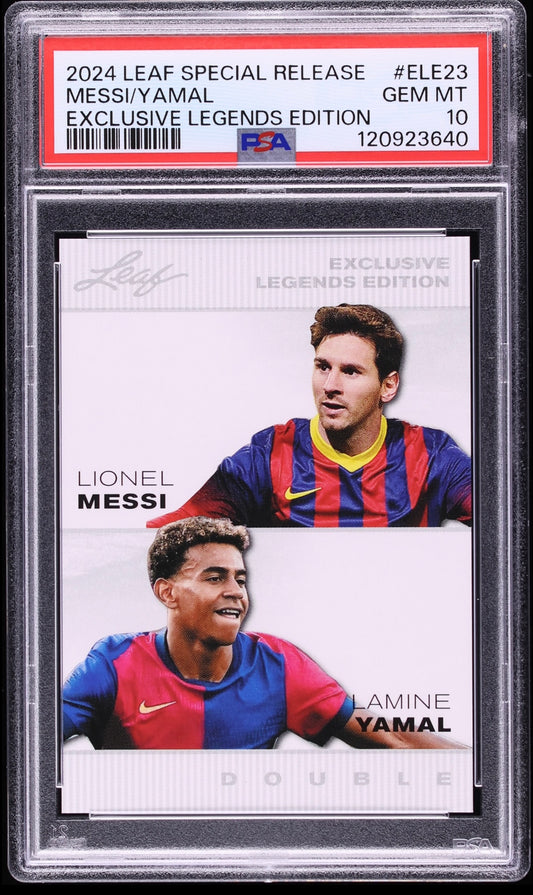 2024 Leaf Special Release Exclusive Legends Esition #ELE23 Messi Yamal PSA 10 Gem Mint
