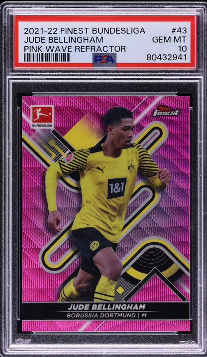 2021 Finest Bundesliga Pink Wave Refractor Jude Bellingham /300 #43 PSA 10 Gem Mint