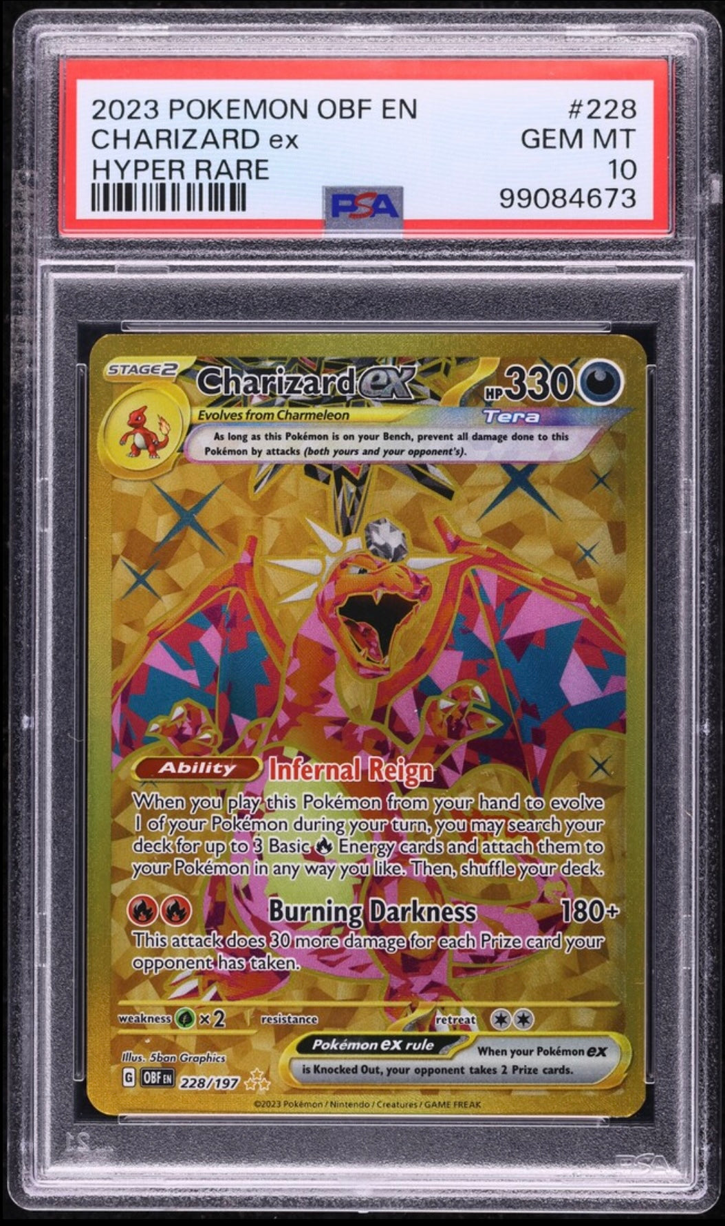 2023 Pokemon TCG Obf En-Obsidian Flames Hyper Rare Charizard Ex #228 PSA 10 Gem Mint
