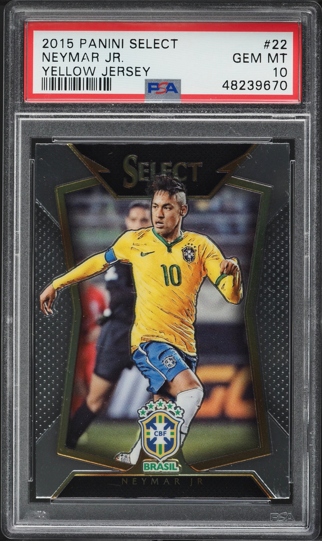 2015 Select Yellow Jersey Neymar Jr. #22 Brazil PSA 10 Gem Mint