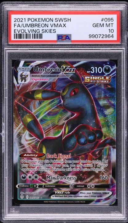 2021 Pokemon TCG Sword & Shield Evolving Skies Fa/ Umbreon Vmax #095 PSA 10 Gem Mint (Serial 964)