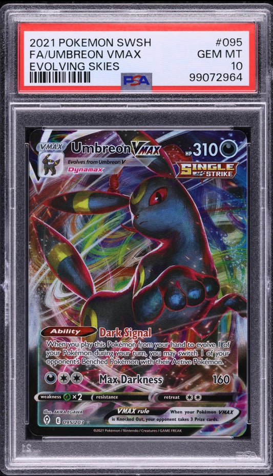 2021 Pokemon TCG Sword & Shield Evolving Skies Fa/ Umbreon Vmax #095 PSA 10 Gem Mint (Serial 964)