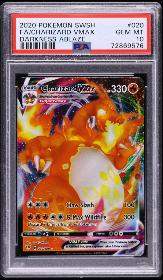 2020 Pokemon TCG Sword & Shield Darkness Ablaze Fa/Charizard Vmax #020/189 PSA 10 Gem Mint