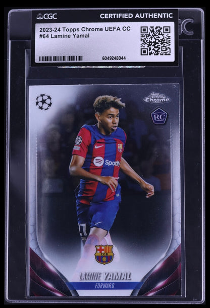 2023-24 Topps Chrome UEFA  Club Competitions #64 Lamine Yamal Rookie CGC Certified Authenticity (Serial 044)