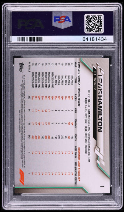 2020 Lewis Hamilton Topps Chrome F1 Formula 1 Sapphire Edition PSA 10 Gem Mint