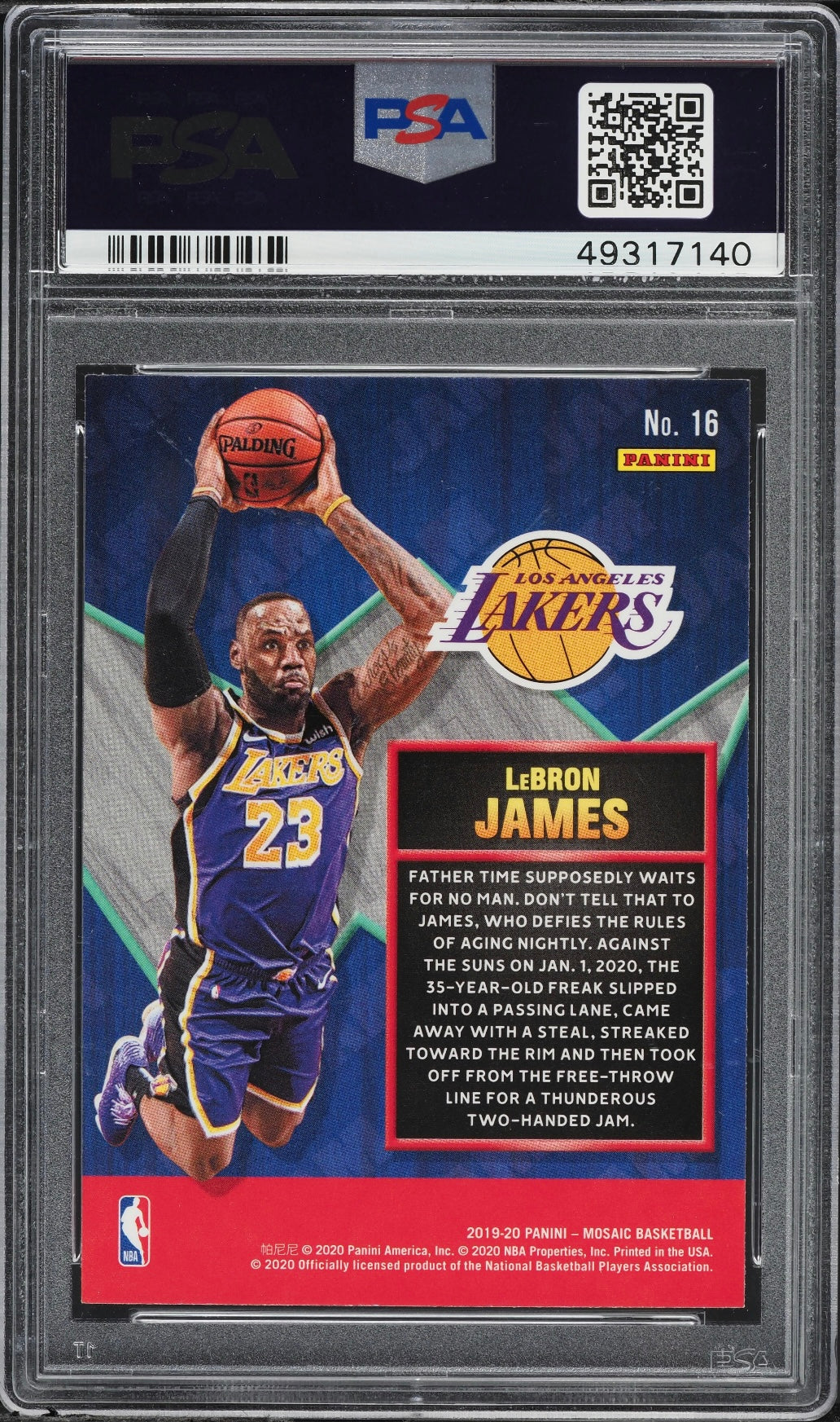 2019 Panini Mosaic Jam Masters LeBron James #16 PSA 10 Gem Mint