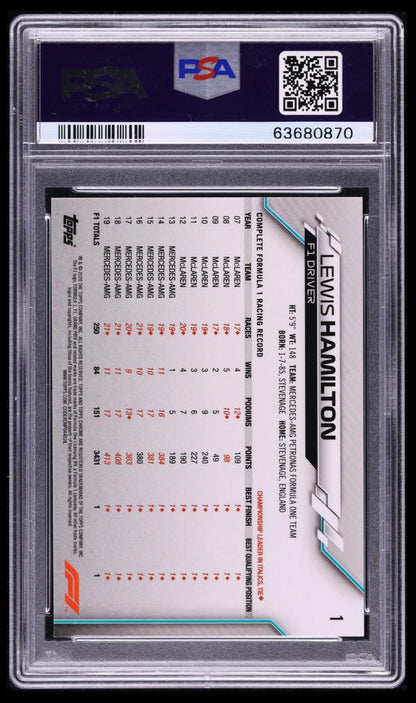 2020 Topps Chrome F1 Formula 1 Lewis Hamilton #1 PSA 10 Gem Mint (Serial 870)
