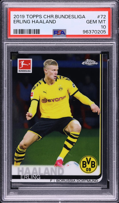 2019 Topps Chrome Bundesliga Erling Haaland Rookie #72 Rookie PSA 10 Gem Mint