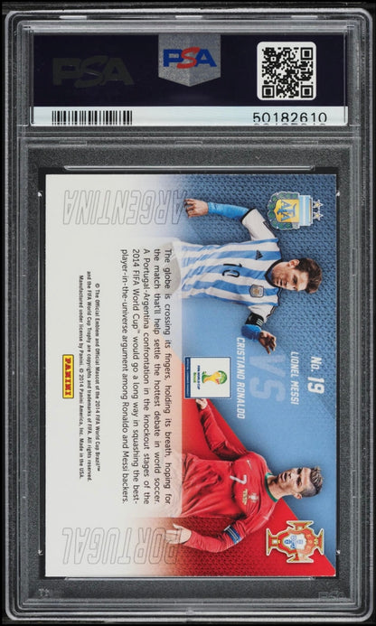 2014 Panini Prizm World Cup Matchups Cristiano Ronaldo Lionel Messi #19 PSA 9 Mint