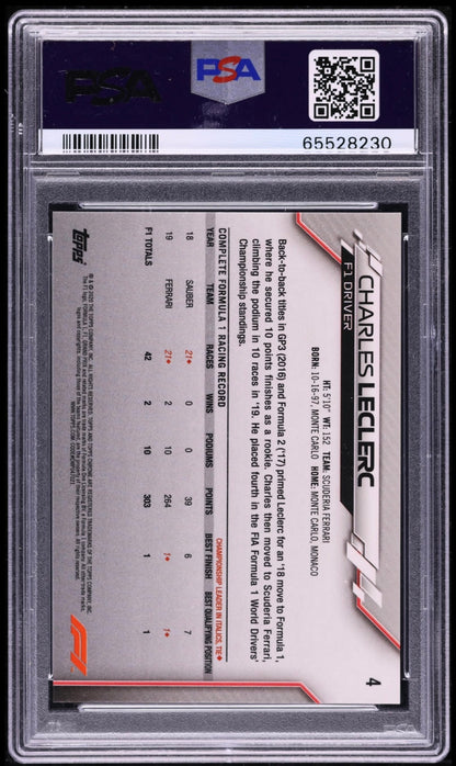2020 Topps Chrome F1 Formula 1 Sapphire Edition Charles Leclerc #4 PSA 10 Gem Mint