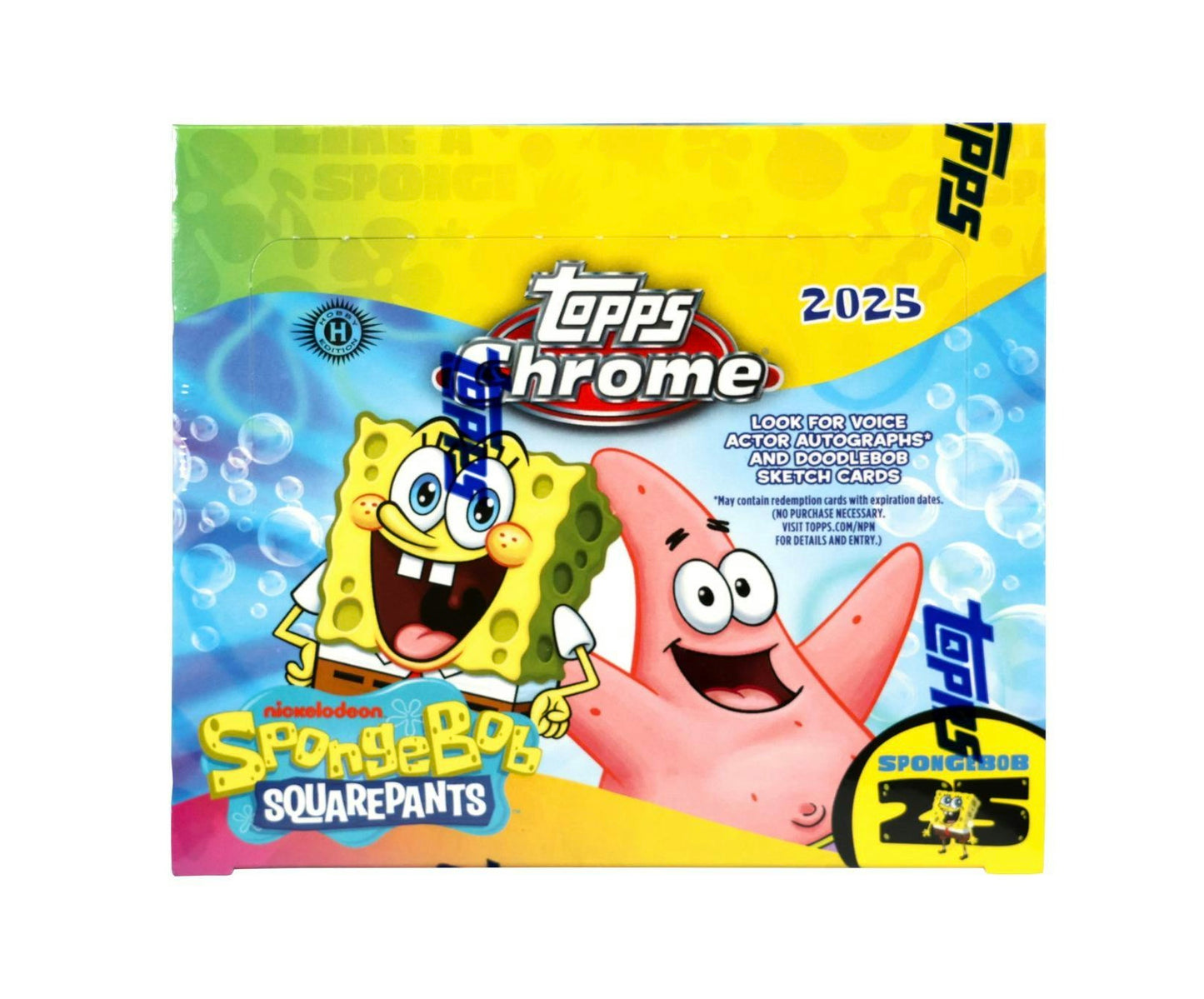 2025 Topps Chrome 25th Anniversary Spongebob Squarepants Hobby Box 12 Packs (New Sealed)
