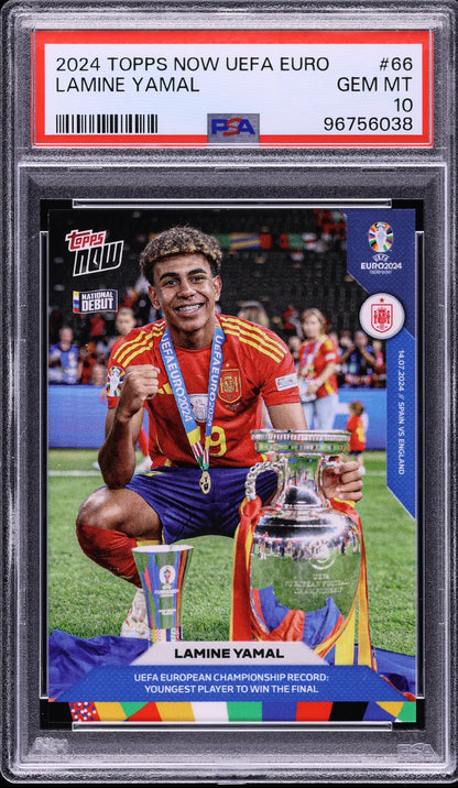 2024 Topps Now UEFA Euro Lamine Yamal #66 PSA 10 Gem Mint (Serial 038)