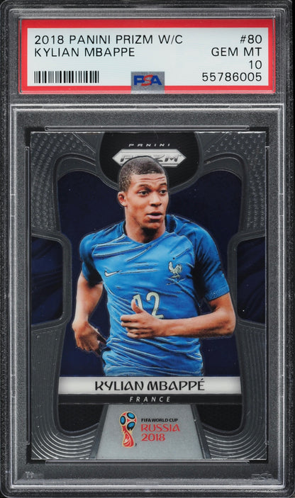 2018 Panini Prizm World Cup Kylian Mbappe #80 PSA 10 Gem Mint (Serial 005)