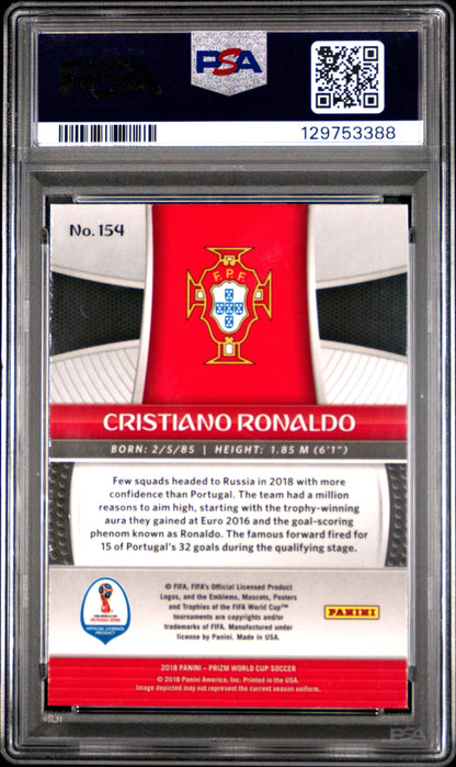 2018 Panini Prizm World Cup #154 Cristiano Ronaldo PSA 10 Gem Mint