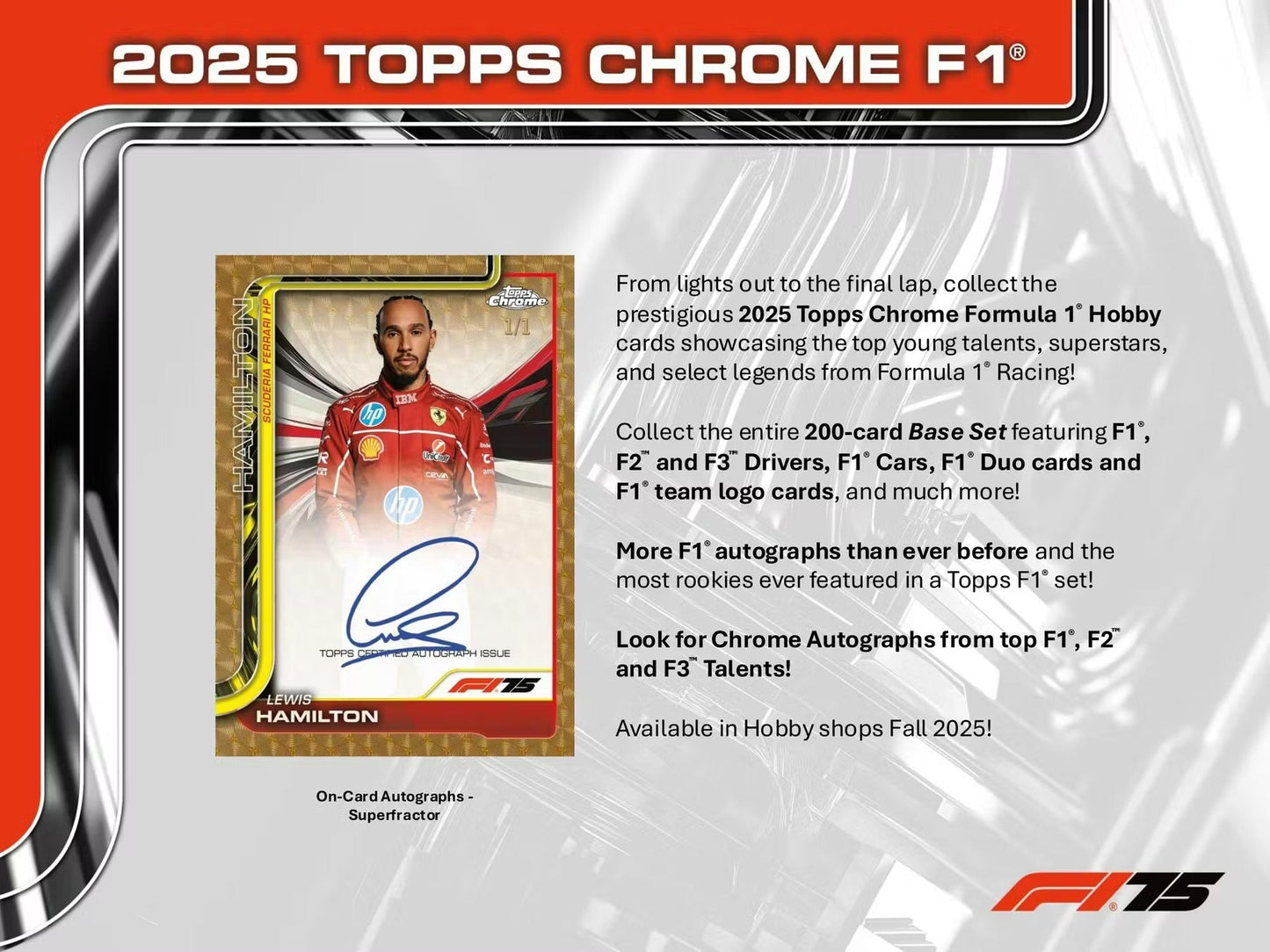 2025 Topps Chrome F1 Formula 1 Hobby Box 75th Anniversary (New Sealed)
