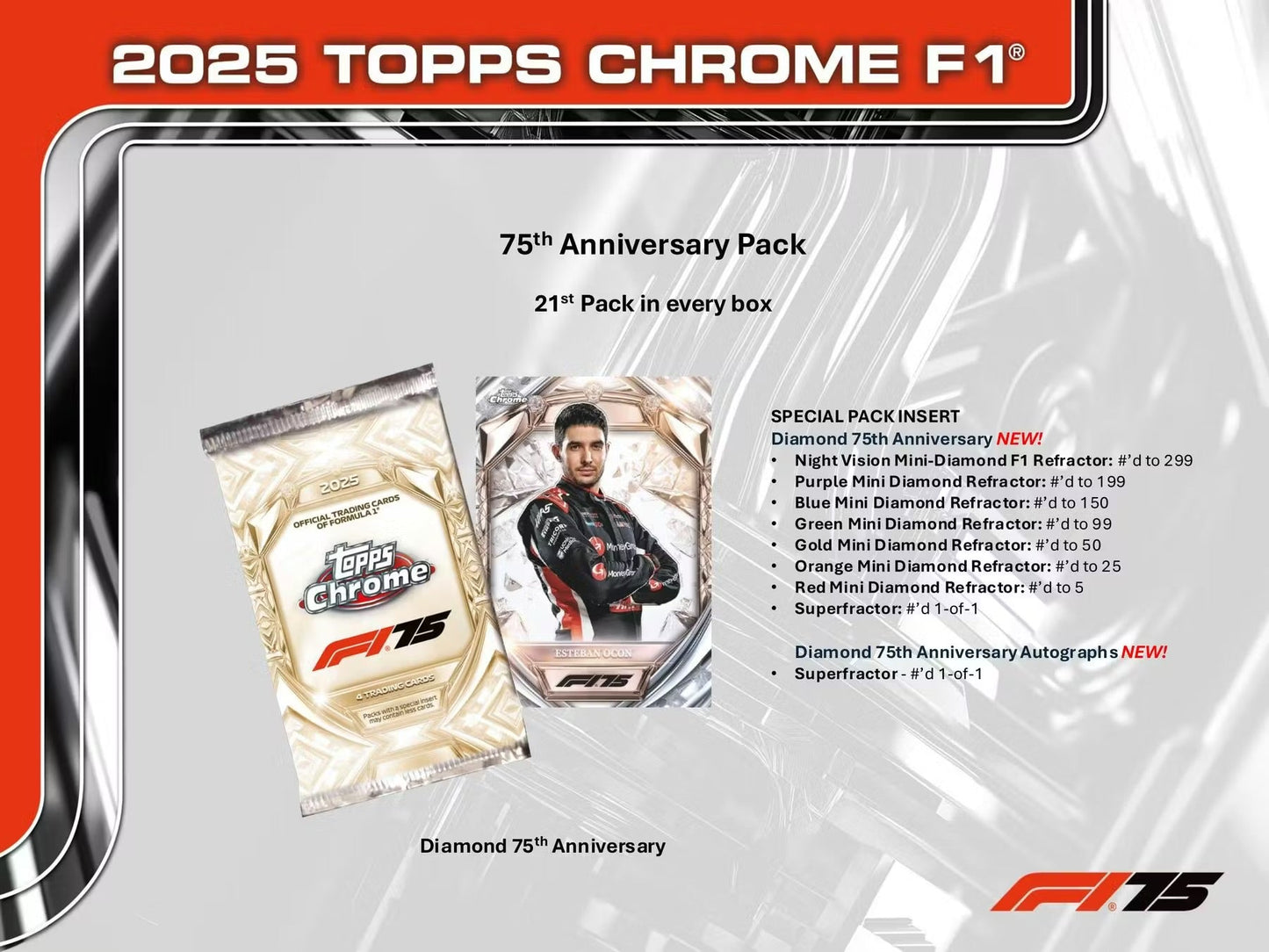 2025 Topps Chrome F1 Formula 1 Hobby Box 75th Anniversary (New Sealed)