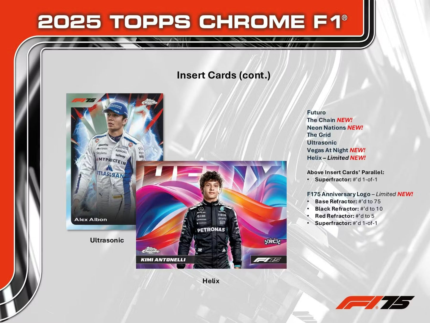 2025 Topps Chrome F1 Formula 1 Hobby Box 75th Anniversary (New Sealed)