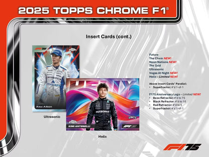 2025 Topps Chrome F1 Formula 1 Hobby Box 75th Anniversary (New Sealed)