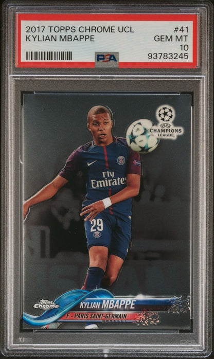 2017 Topps Chrome UEFA  UCL Champions League Kylian Mbappe #41 Rookie PSA 10 Gem Mint