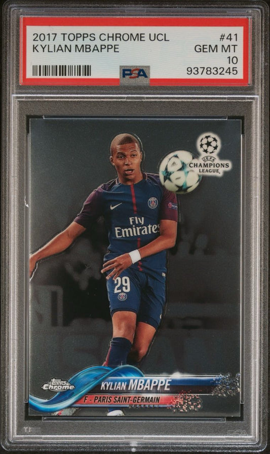 2017 Topps Chrome UEFA  UCL Champions League Kylian Mbappe #41 Rookie PSA 10 Gem Mint