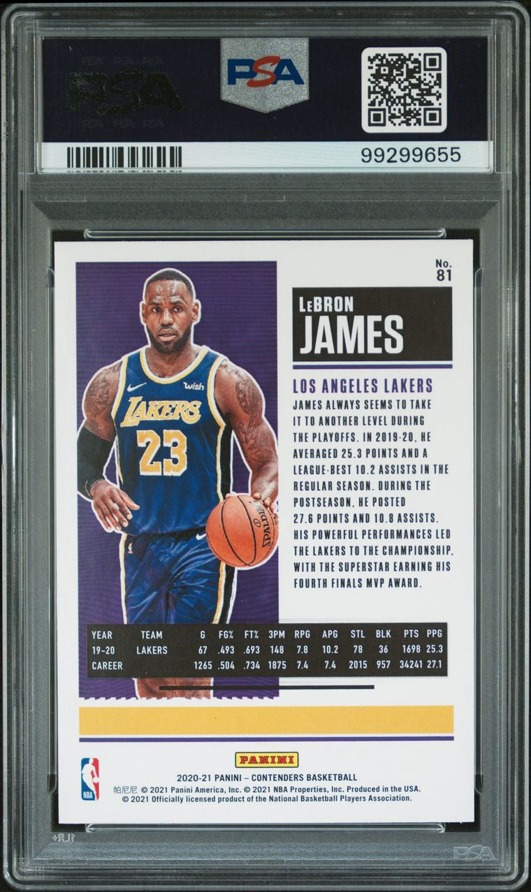2020 Panini Contenders Ticket Lebron James #81 PSA 10 Gem Mint