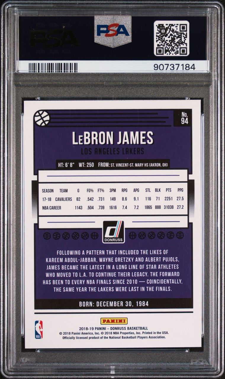 2018 Panini Donruss Lebron James #94 PSA 10 Gem Mint