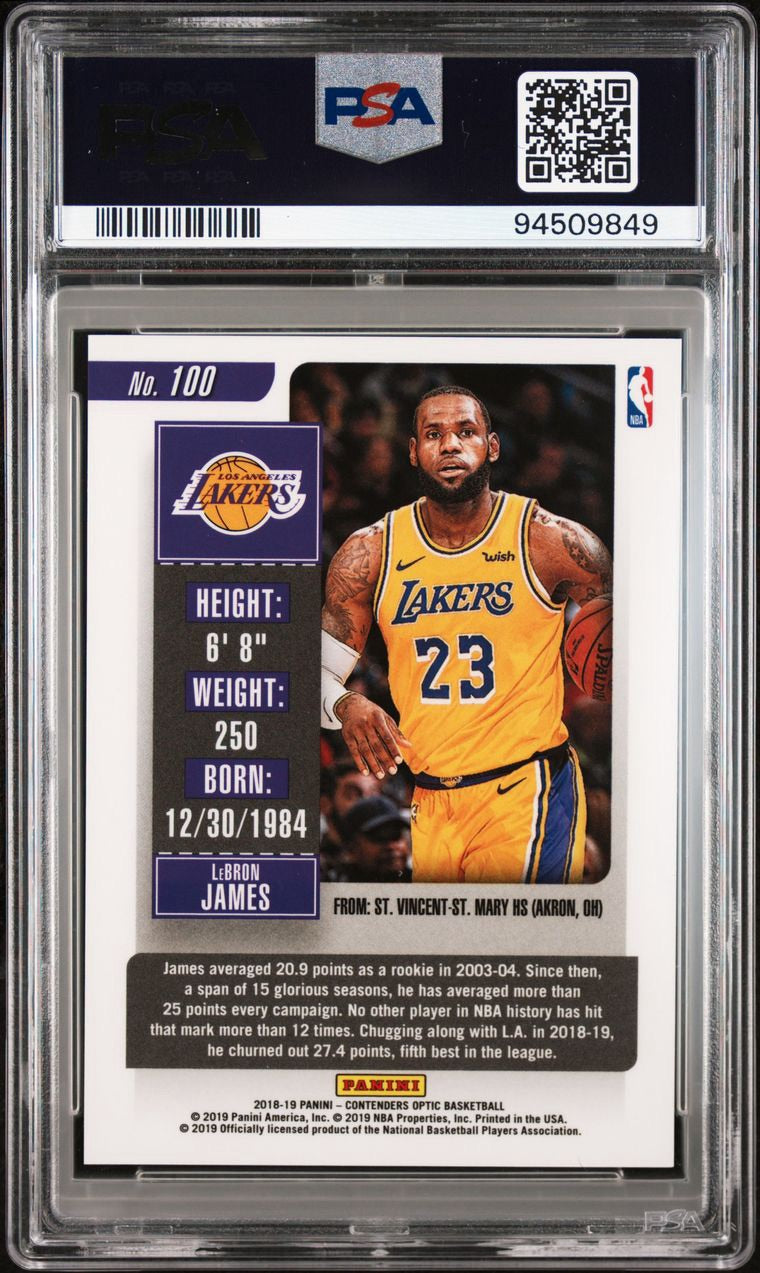 2018 Panini Contenders Ticket Optic Lebron James #100 PSA 10 Gem Mint