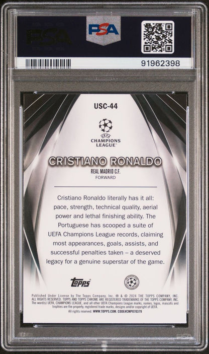 2023-24 Topps UEFA  Club Competitions Ultimate Stage Chrome Cristiano Ronaldo #Usc44 PSA 10 Gem Mint