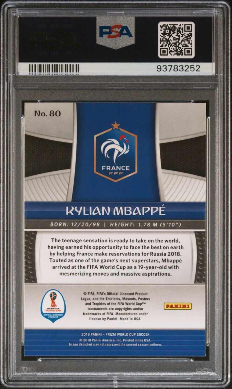 2018 Panini Prizm World Cup Kylian Mbappe #80 PSA 10 Gem Mint