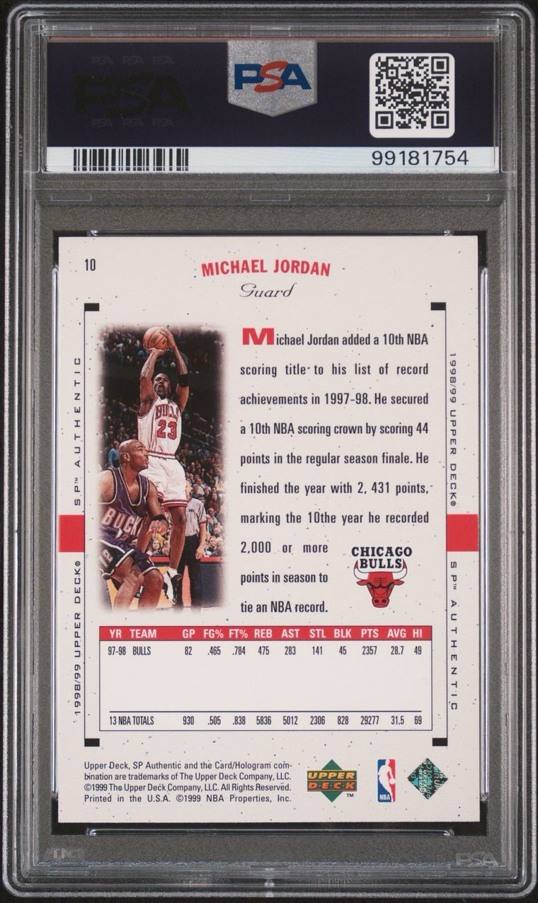 1998 Sp Authentic Michael Jordan #10 PSA 10 Gem Mint