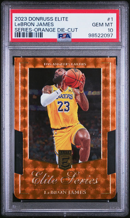 2023 Panini Donruss Elite Elite Series Series-Orange Die-Cut Lebron James #1 PSA 10 Gem Mint